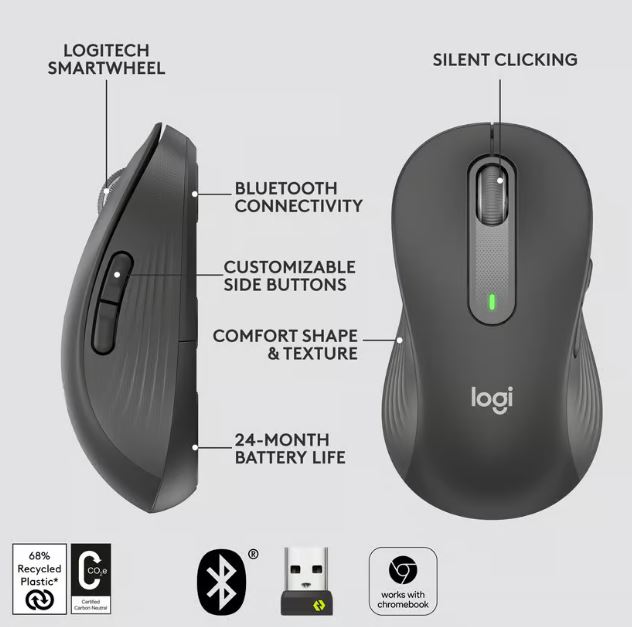 Logitech Signature M650 Large trådlös mus (grafitgrå), Vänsterhänt - 5