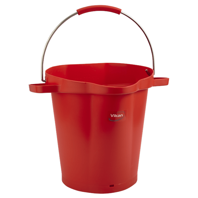 Hink 20 l, rostfritt handtag, gradering, röd
