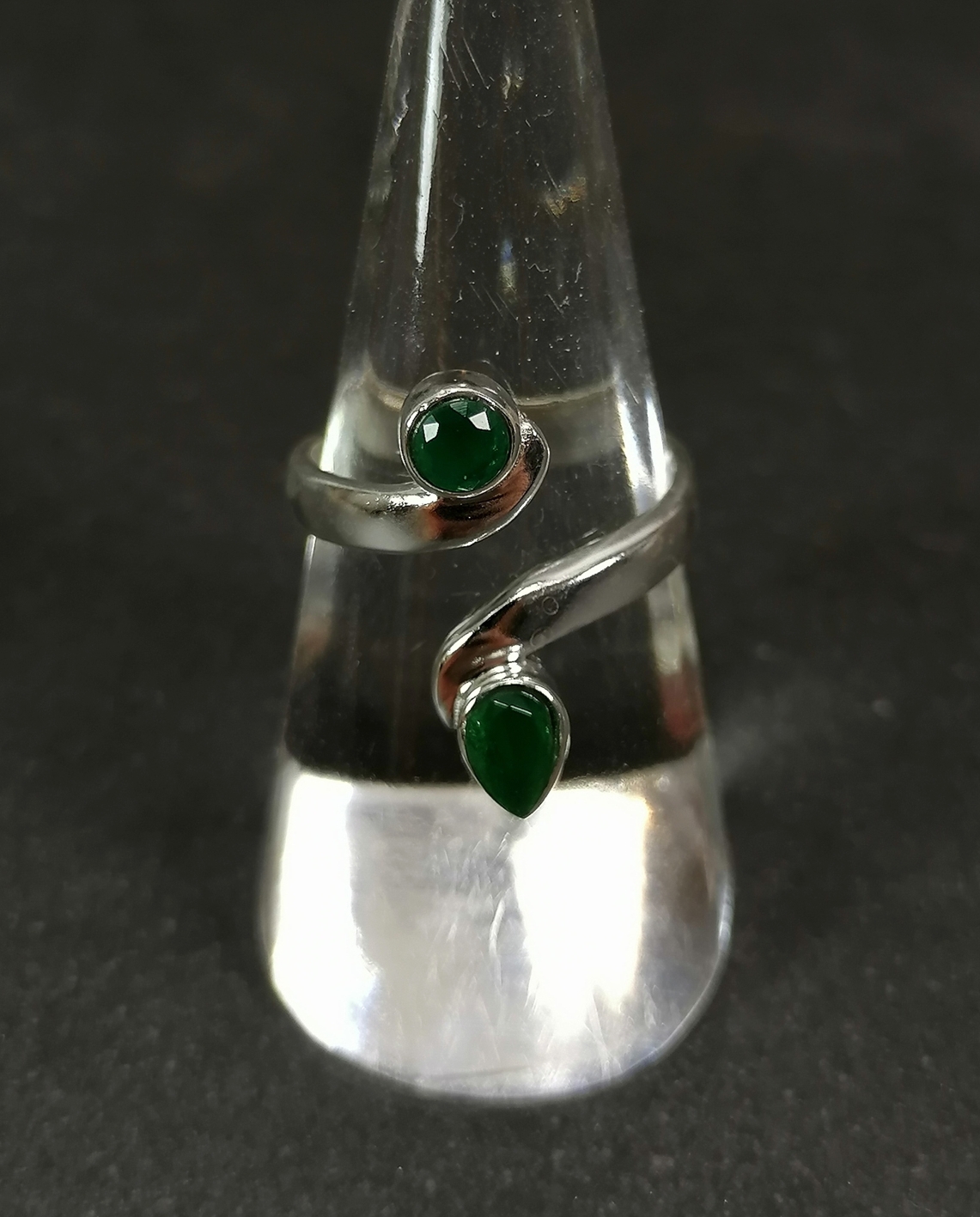 Ställbar Silverring med Rund och Droppformad Sten Cabochon - 2