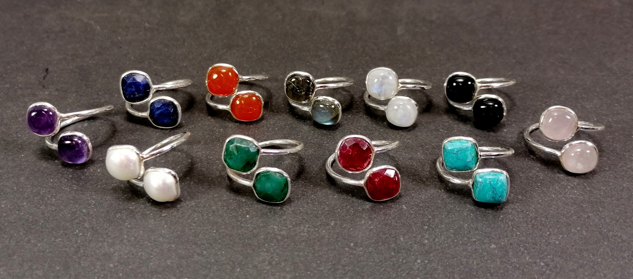 Ställbar Silverring med Rundad Cabochon