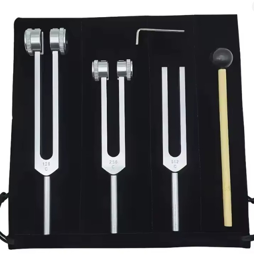 Stämgaffel Healing Set med  justerbart vikter, mallet med påse 
