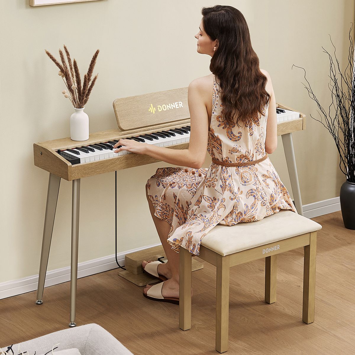 Donner Bench Piano Bench beige - 4