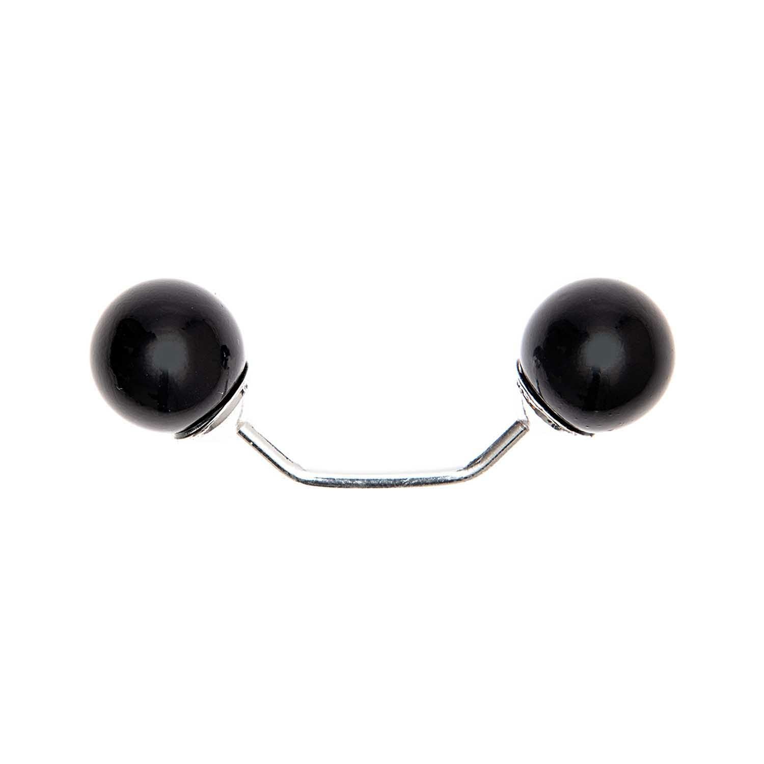 Double bead pin Svart 4,8 cm