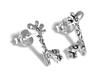 Giraffer Örhängen i Äkta 925 Silver, Giraff Örhänge, Afrika Accessoar, Djur Smycke