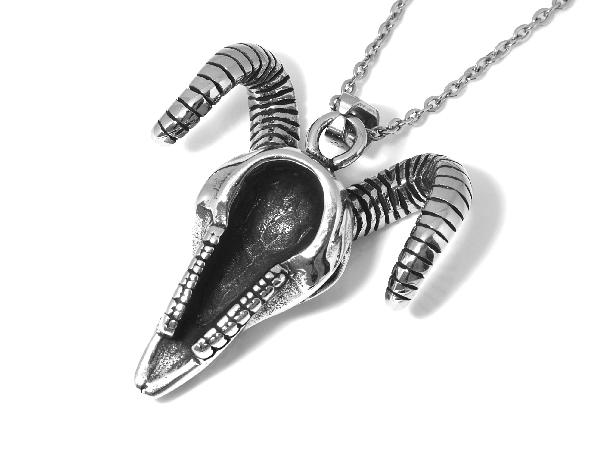 Vädur Skalle Halsband i Rostfritt Stål, Zodiak Stjärntecken Hänge, Döskalle Smycke - 3