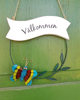 Skylt Välkommen - Fjäril