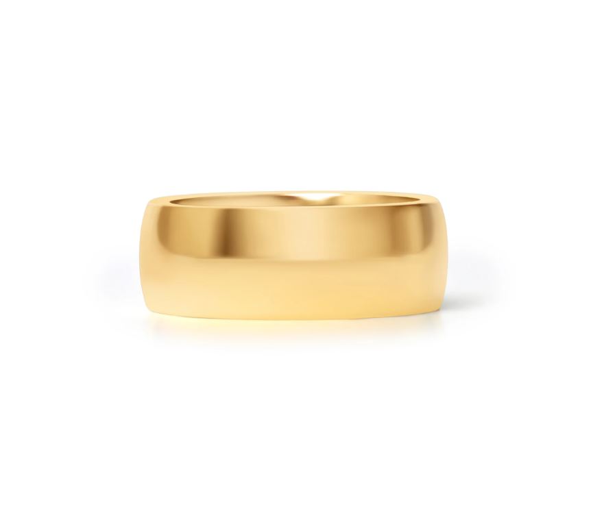 Glatt skinnende ring i gullstål - 8 mm bred - 3