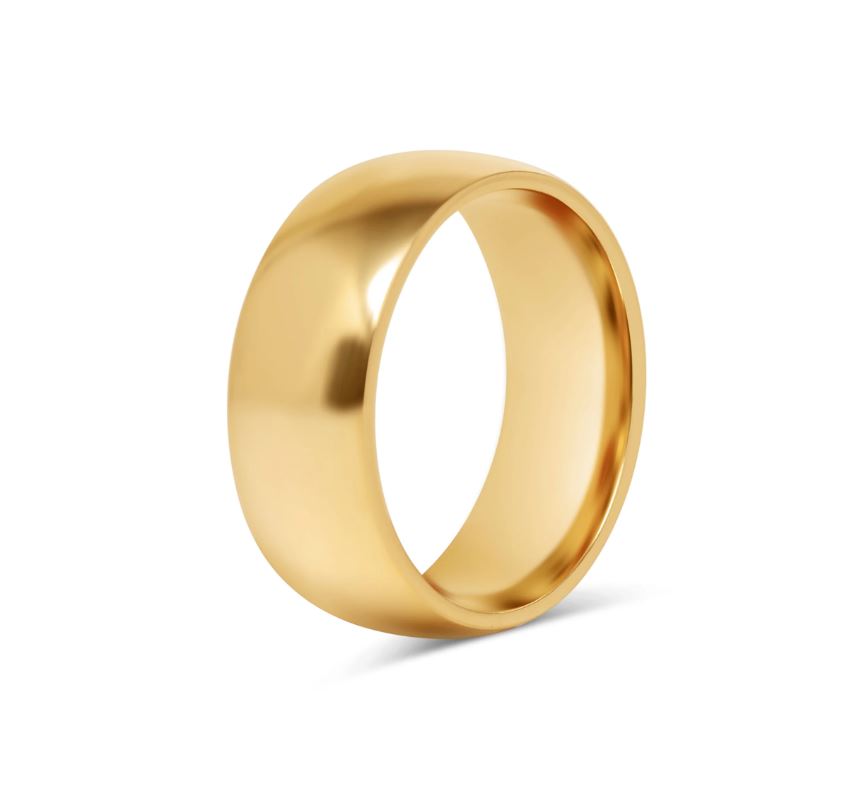 Glatt skinnende ring i gullstål - 8 mm bred - 2