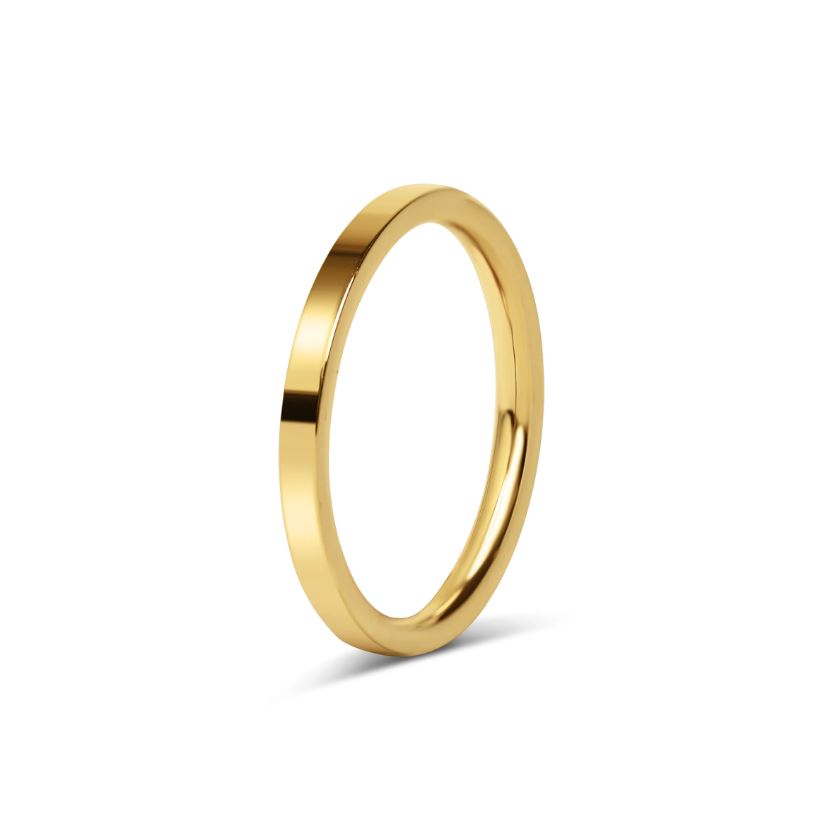 Glatt skinnende ring i gullstål - rett 2 mm bred - 2