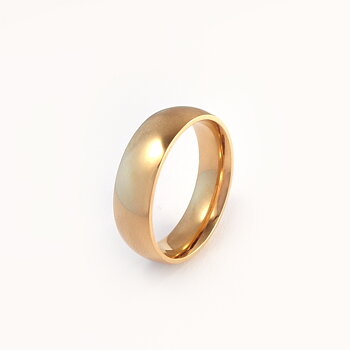Glatt skinnende ring i gullstål - 6 mm bred