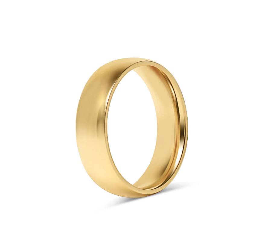 Glatt skinnende ring i gullstål - 6 mm bred - 2