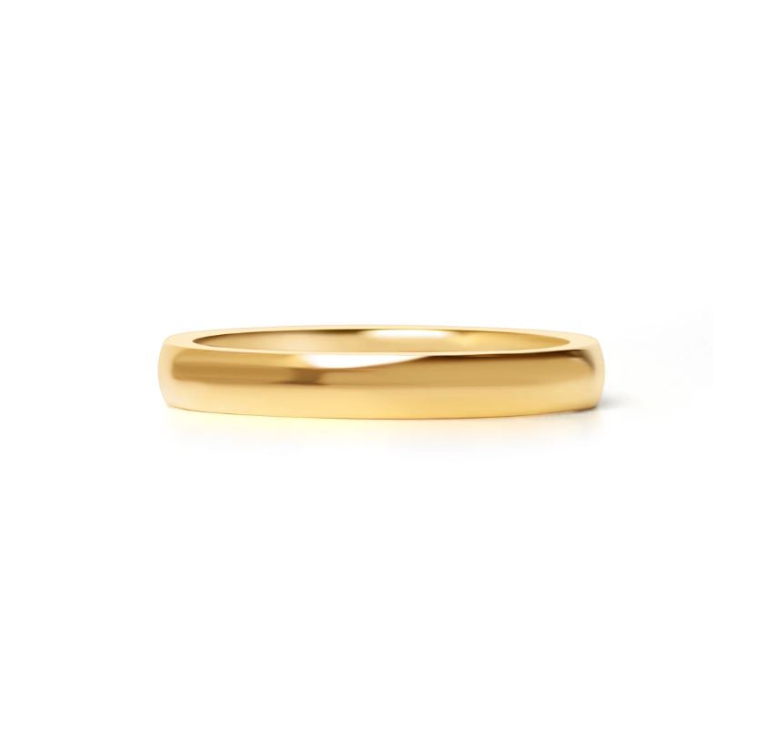 Glatt skinnende ring i gullstål - 3 mm bred - 3
