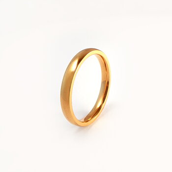 Slät blank Ring i guld stål - 3mm bred