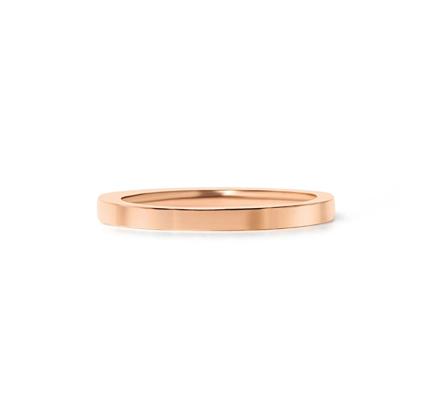 Glatt, rett og blank ring i roségullstål - 2 mm bred - 3