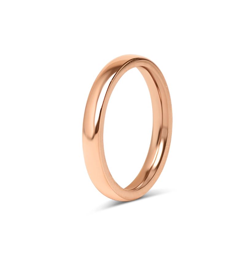 Sléttað, pússuð hringur úr rósagulli og stáli – 3 mm breiður - 2