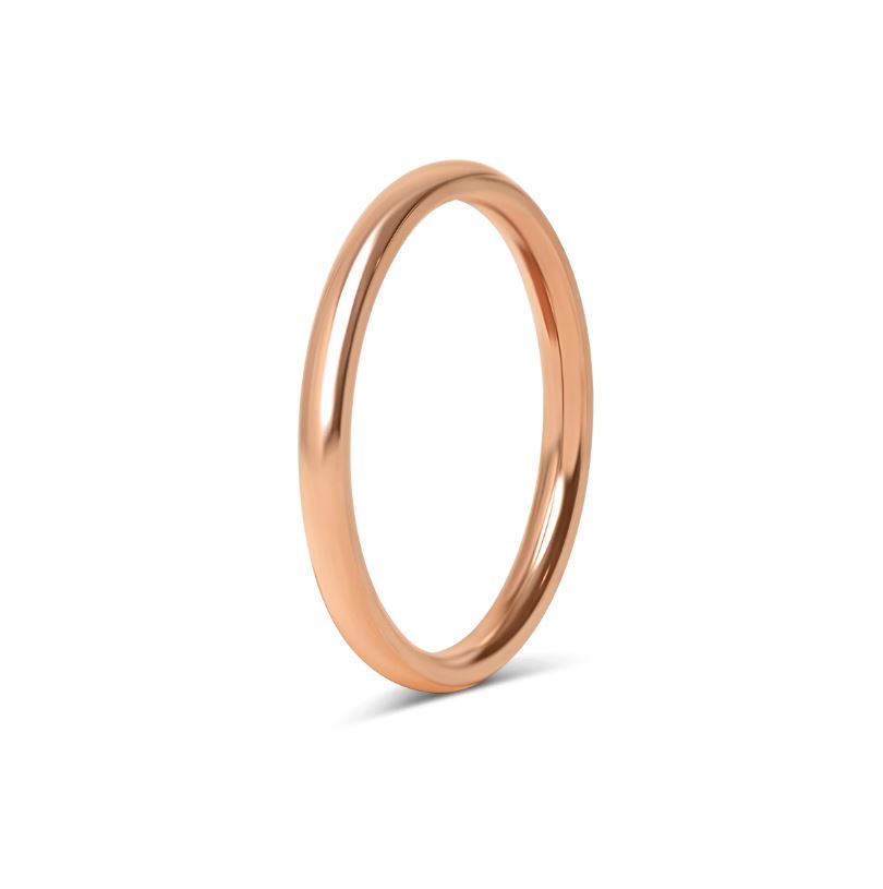 Glatt skinnende ring i roségullstål - 2 mm bred - 2