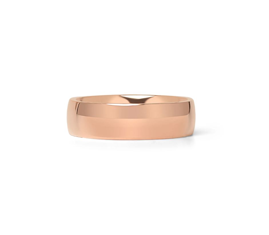 Sléttaður, pússaður hringur úr rósagulli og stáli – 6 mm breiður - 3