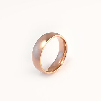 Glatt skinnende ring i roségullstål - 6 mm bred