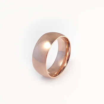 Glatt skinnende ring i roségullstål - 8 mm bred