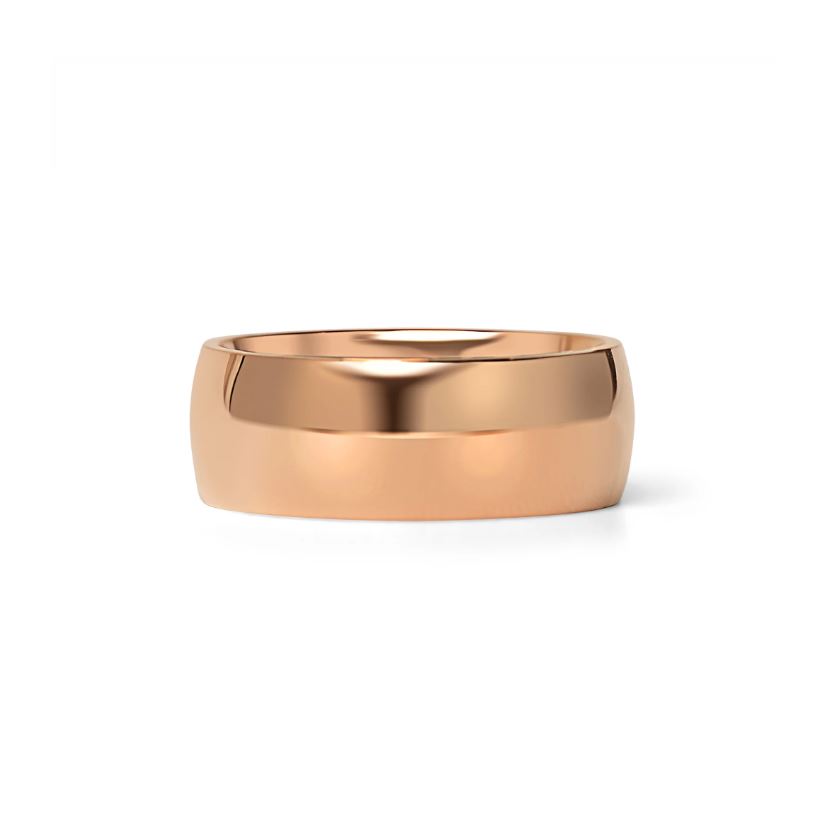 Sléttur, pússaður hringur úr rósagulli og stáli – 8 mm breiður - 3