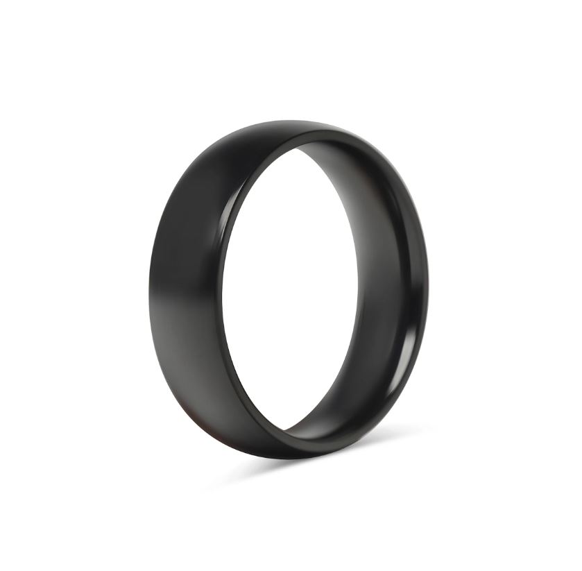 Glat, skinnende ring i sort stål - 6 mm bred - 2