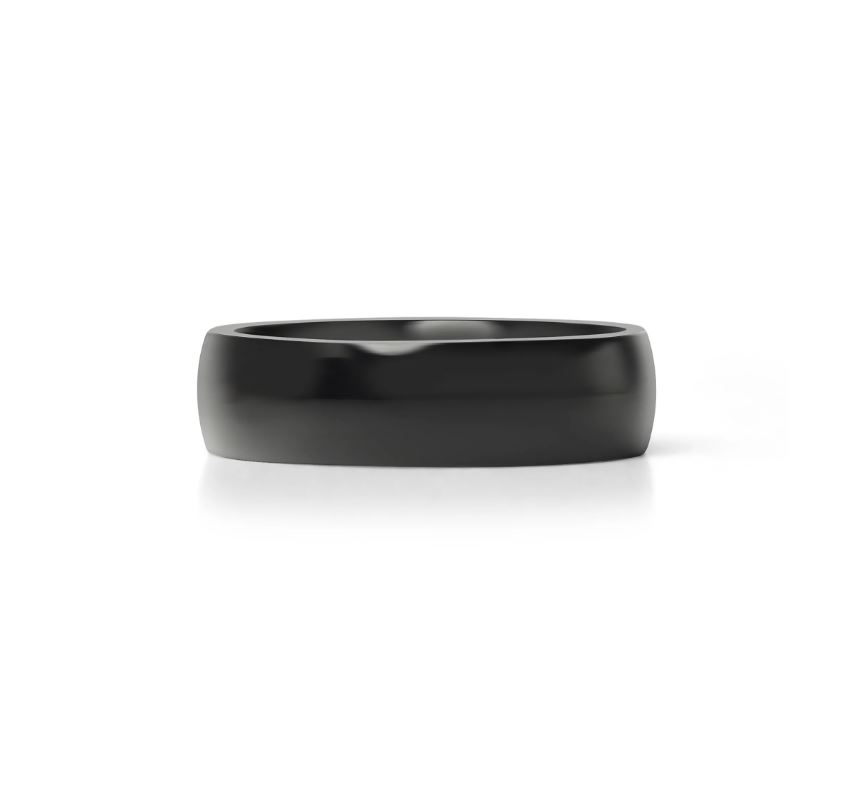 Glat, skinnende ring i sort stål - 6 mm bred - 3