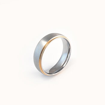 Tvåfärgad matt Ring i Guld / Stål - 6mm bred