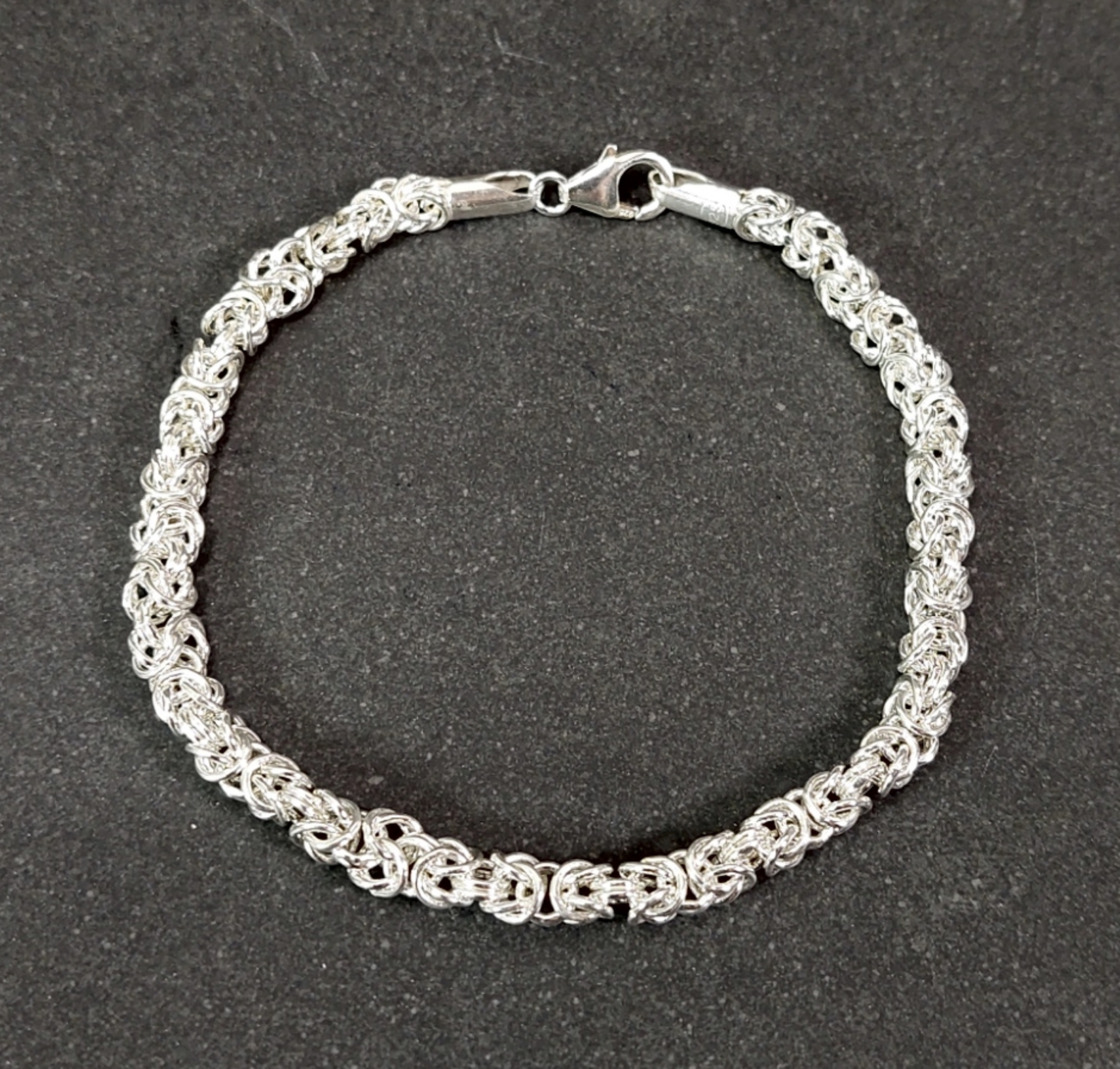 Byzantine "Kungslänk" i Äktasilver  Armband 6mm - 2