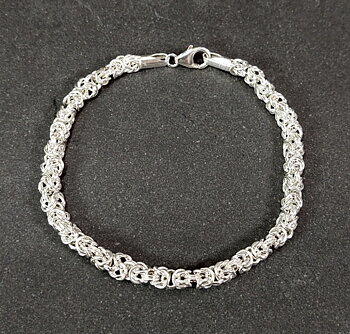 Byzantine "Kungslänk" i Äktasilver  Armband 6mm