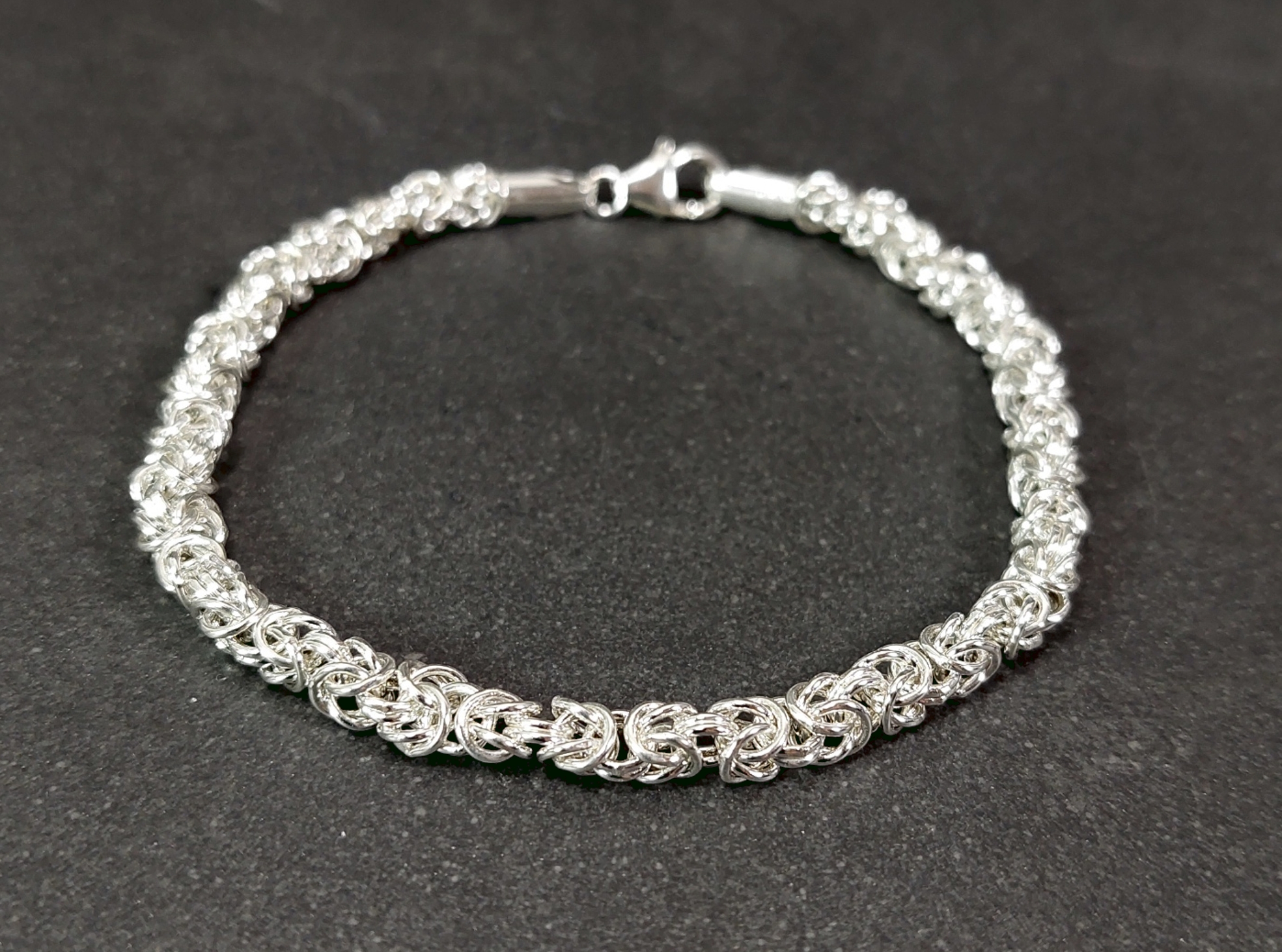 Byzantine "Kungslänk" i Äktasilver  Armband 6mm