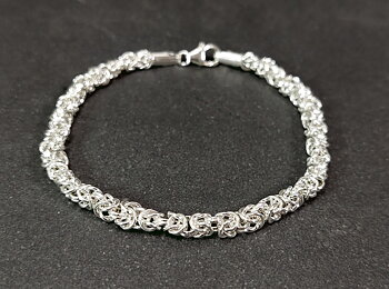 Byzantine "Kungslänk" i Äktasilver  Armband 6mm