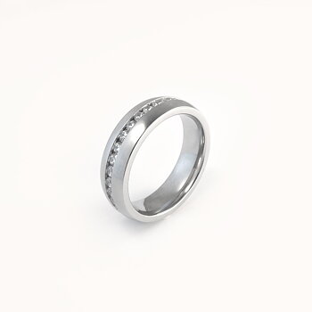 Forlovelsesring i 316 stål og sirkoner - 6 mm bred