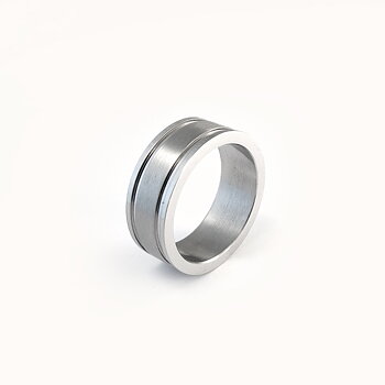 Blank og matt ring i 316 stål - 8 mm bred - rett