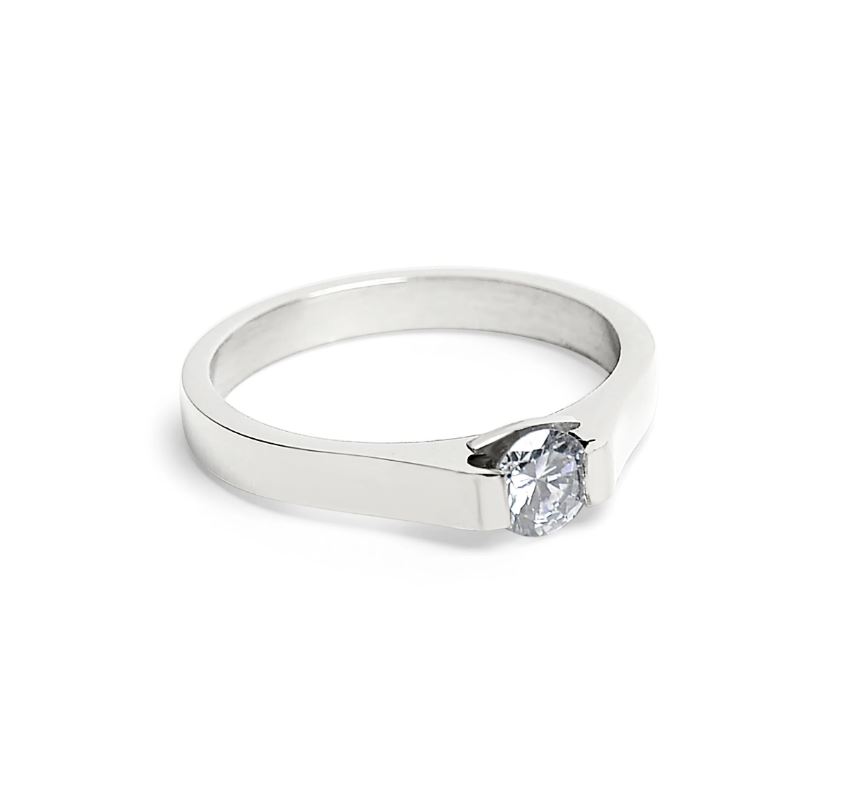 Glansandi hringur úr 316 stáli með fallegum zirkon - 2 (5) mm breiður - 2