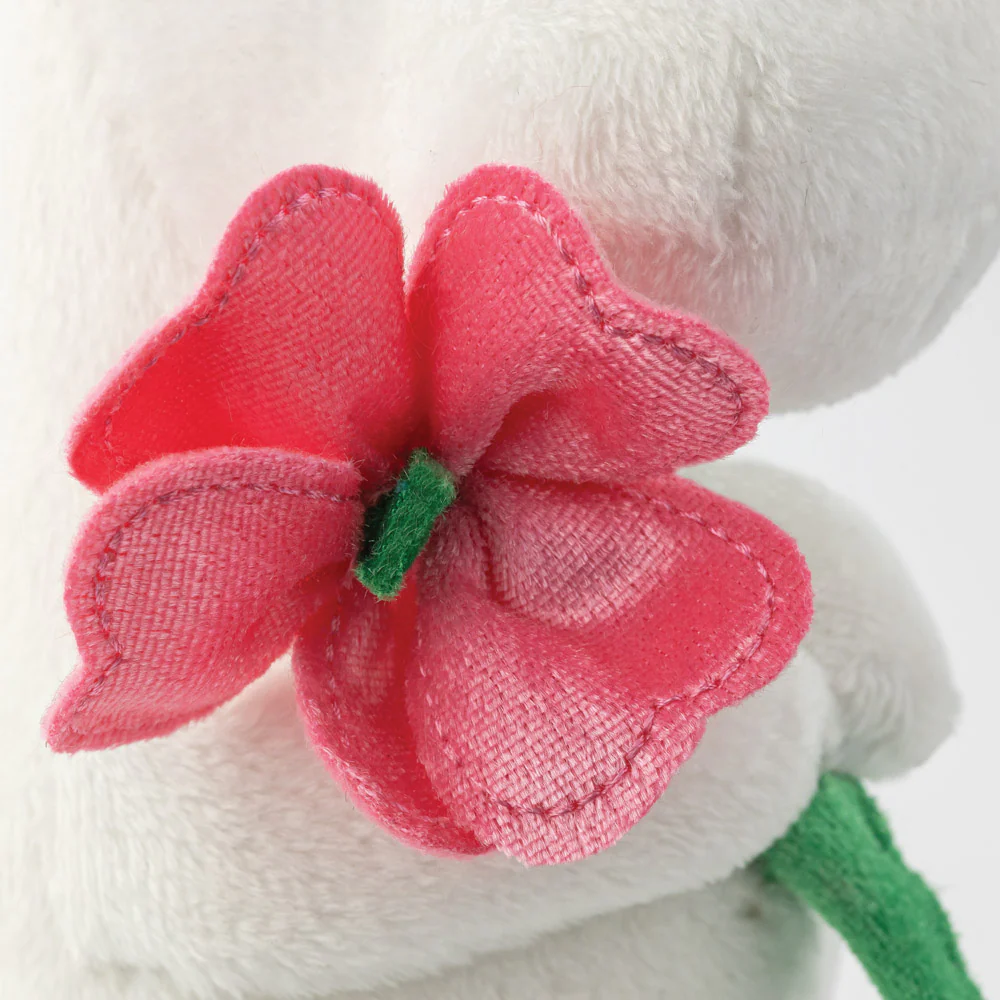 Moomintroll Plush Toy - Holding a pink flower - 18 cm - 4