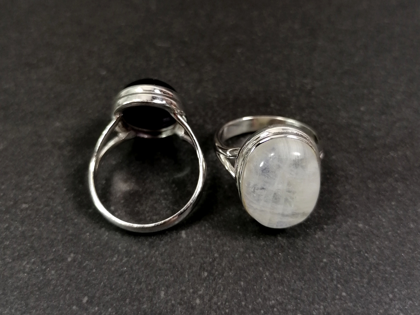 Silverring  - Cabochon - Månsten eller Ametist - 4