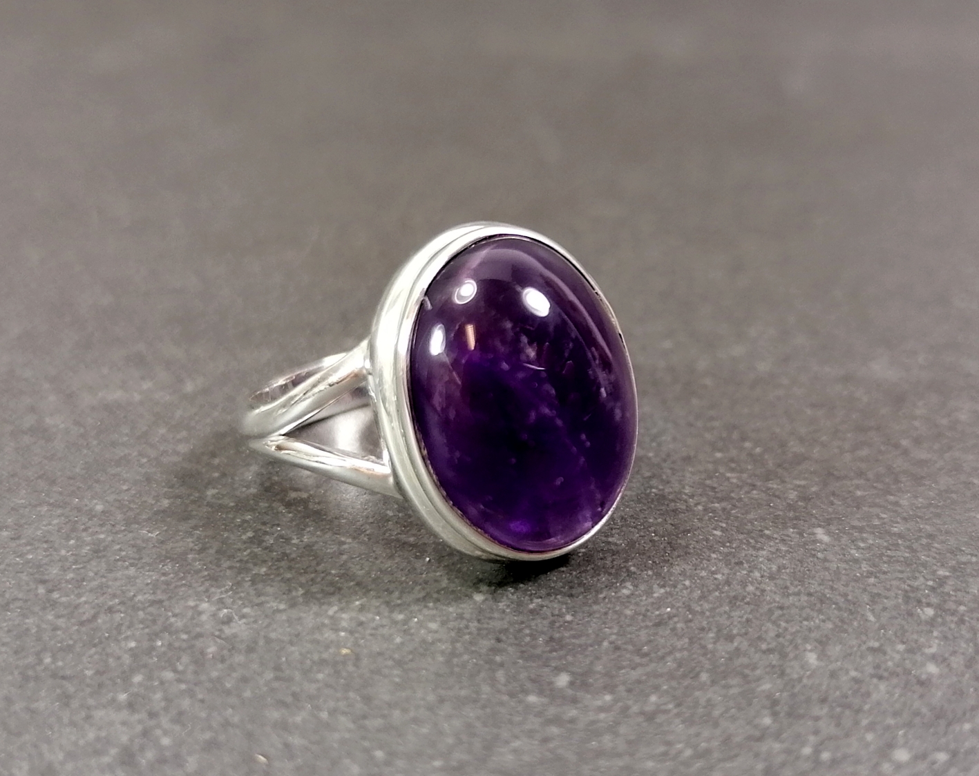 Silverring  - Cabochon - Månsten eller Ametist - 2