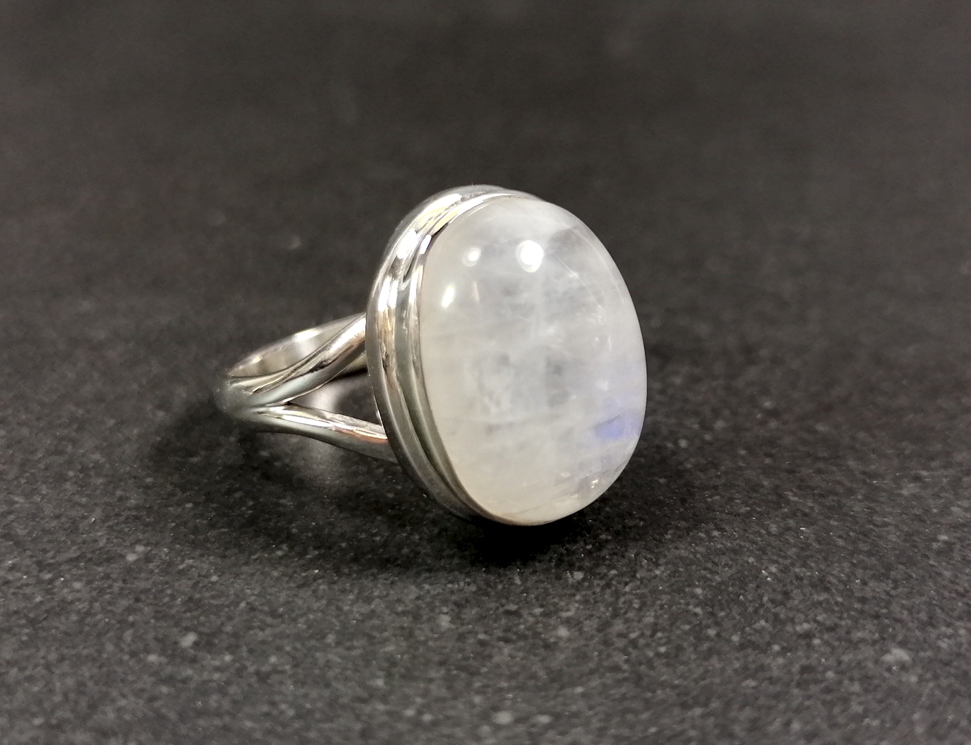 Silverring  - Cabochon - Månsten eller Ametist - 3