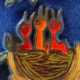 Aimo Nietosvuori (1960s) Rectangular Wall Plaque with Bird Nest Motif 26 cm