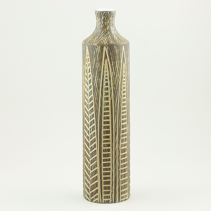 Mari Simmulson (Nigeria 1957) Cylinder Vase with Leaf Decor 32 cm