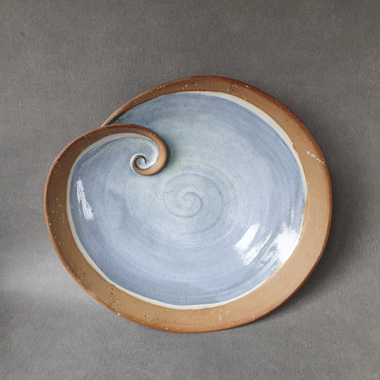 Flow bowl, pale blue with swirl No 6