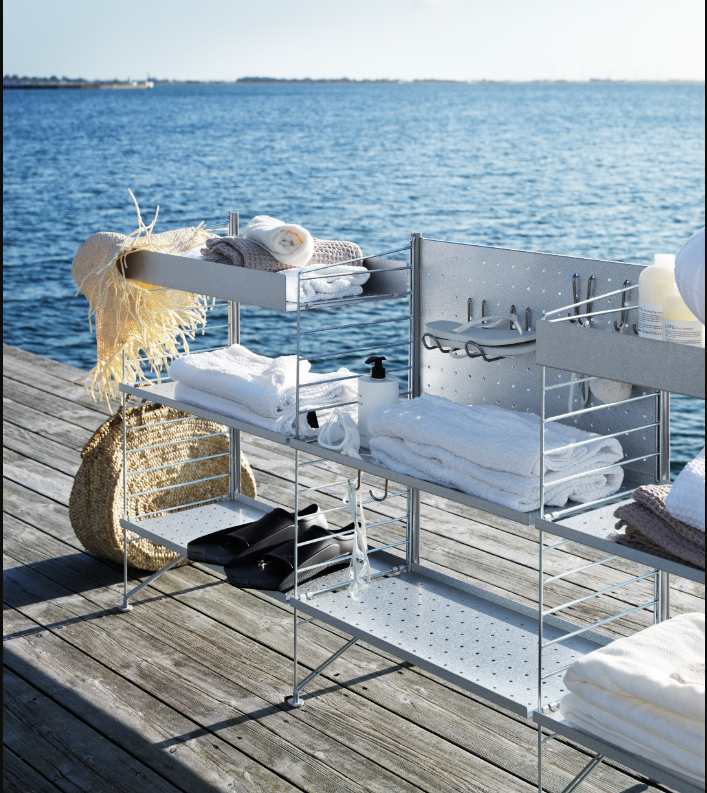 String shelf metal low  58x30 cm Galvanized - Outdoor - 2