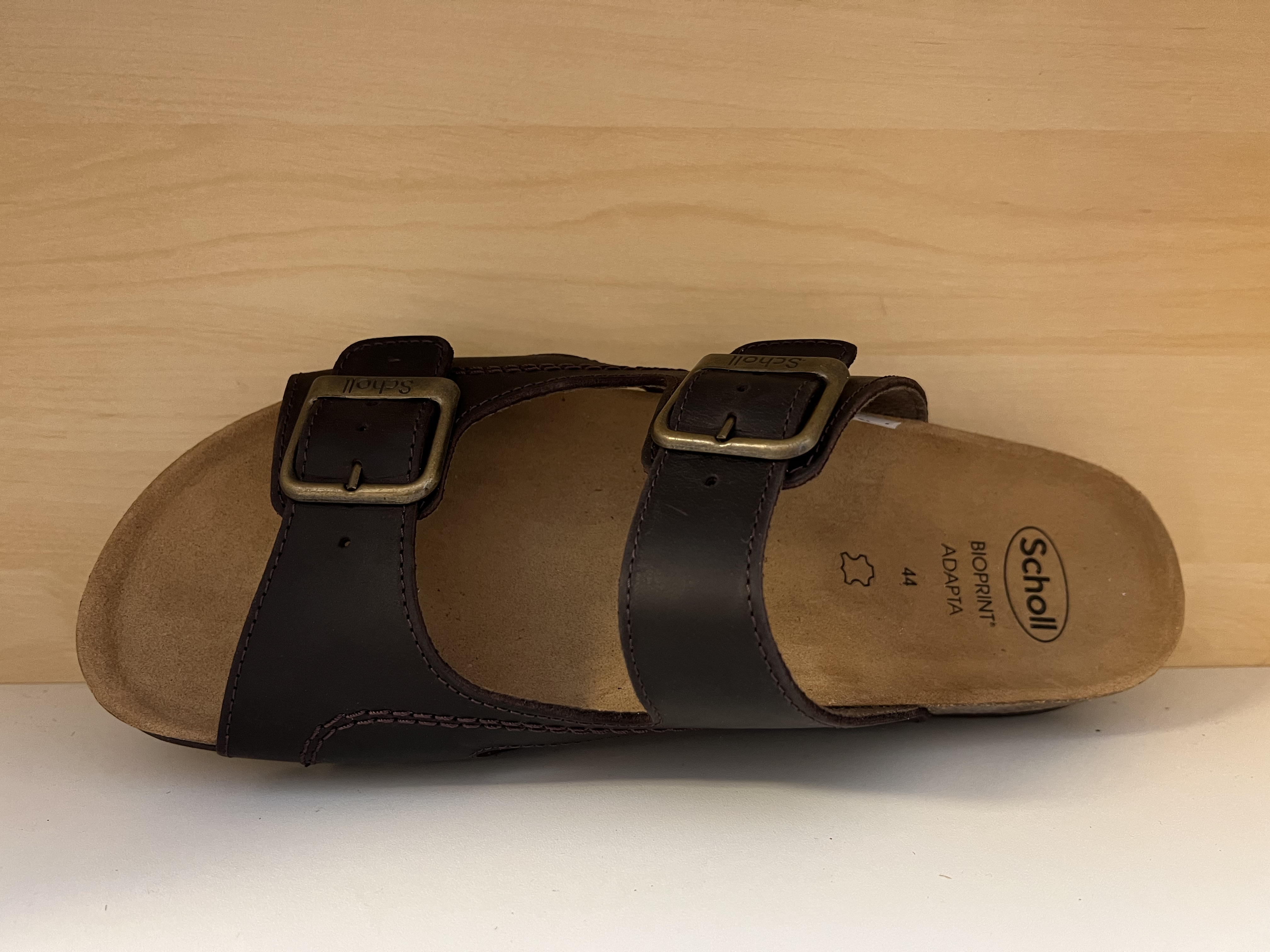 Scholl herr-sandal i mörkbrun nubuck-skinn. - 2