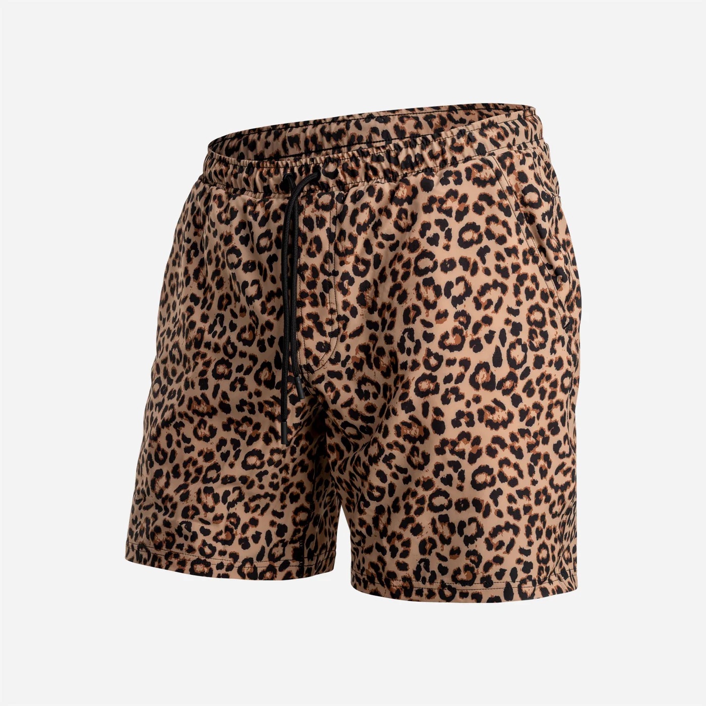 AGUA VOLLEY 2N1 SWIM SHORT - 7" LEOPARD PRINT-TAN