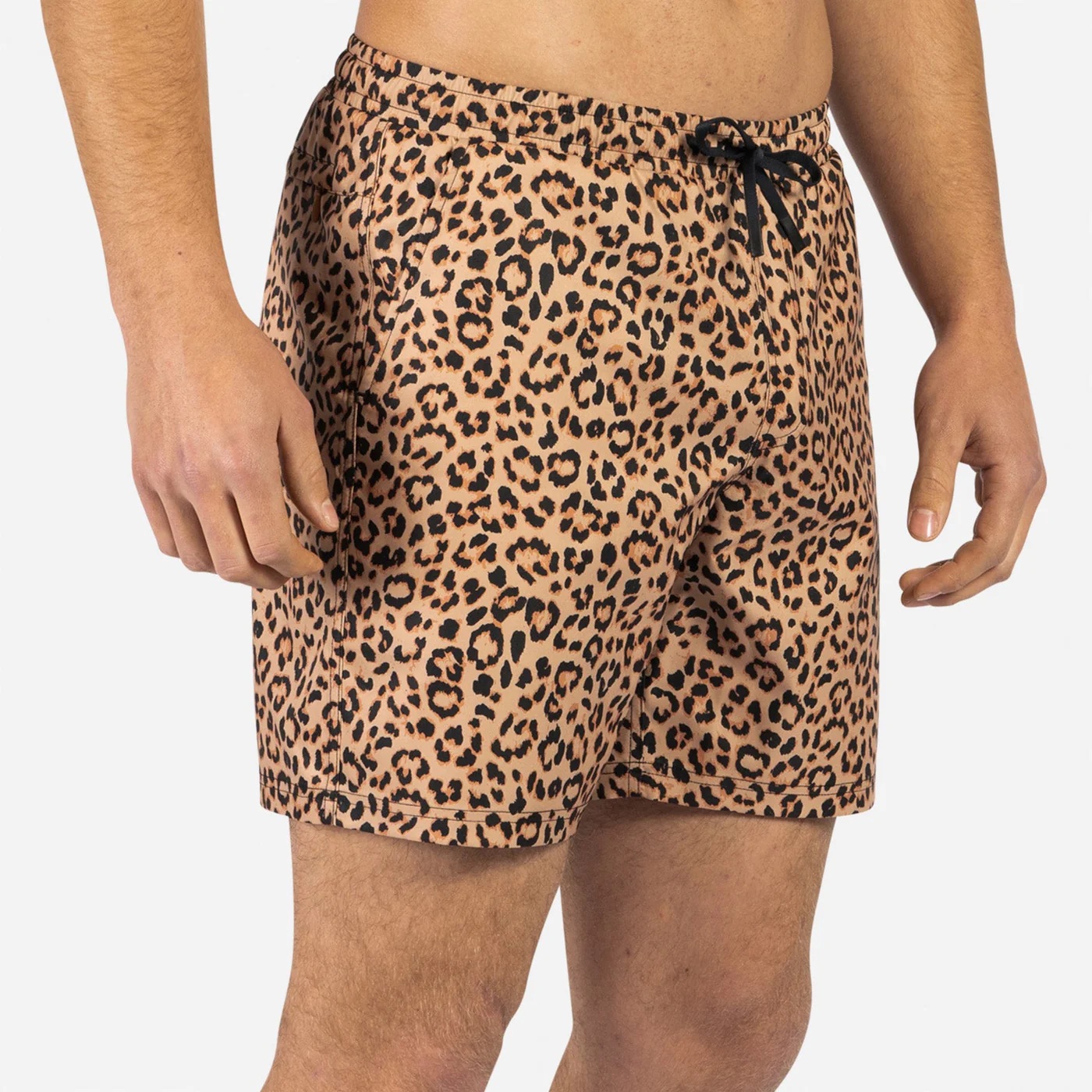 AGUA VOLLEY 2N1 SWIM SHORT - 7" LEOPARD PRINT-TAN - 3
