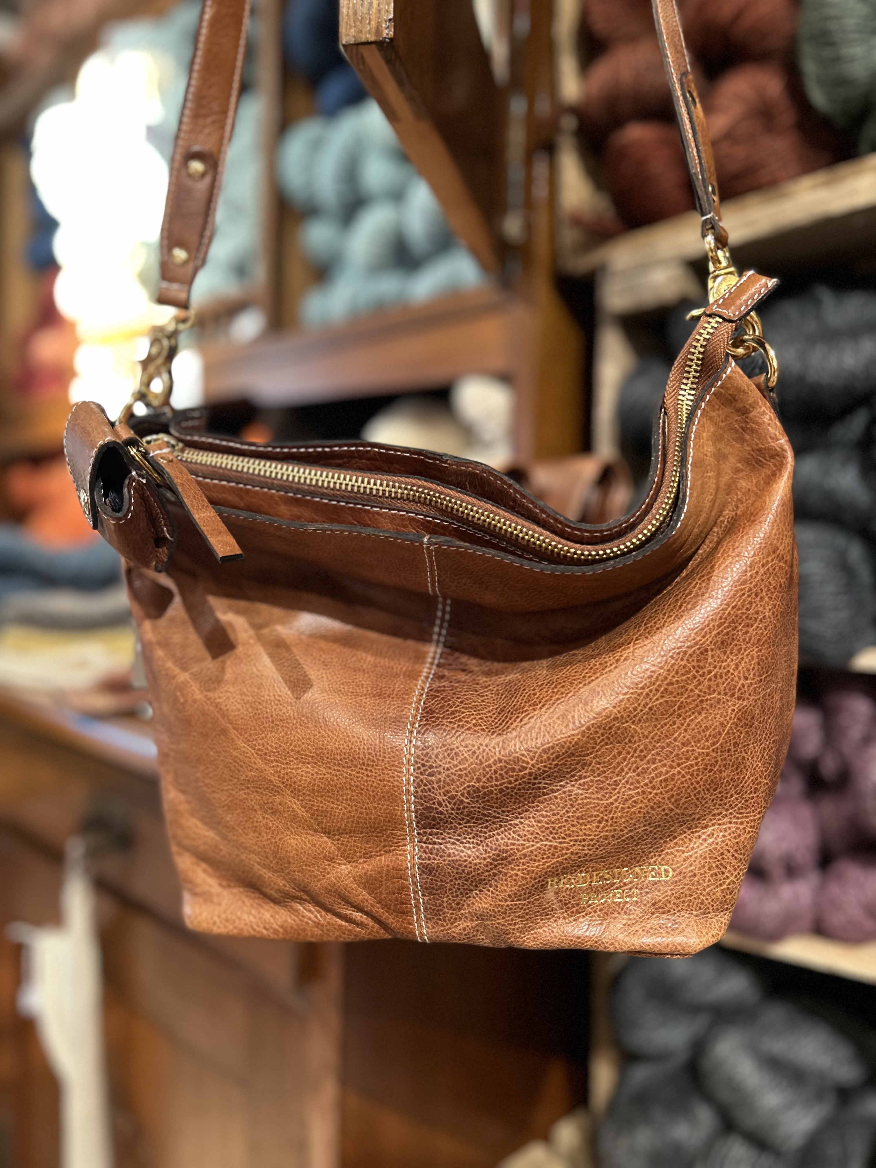Genuine leather project bag