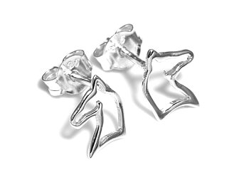 Hästhuvud Örhängen i Äkta 925 Silver, Hästansikte Örhänge, Ryttare Accessoar, Häst Smycke