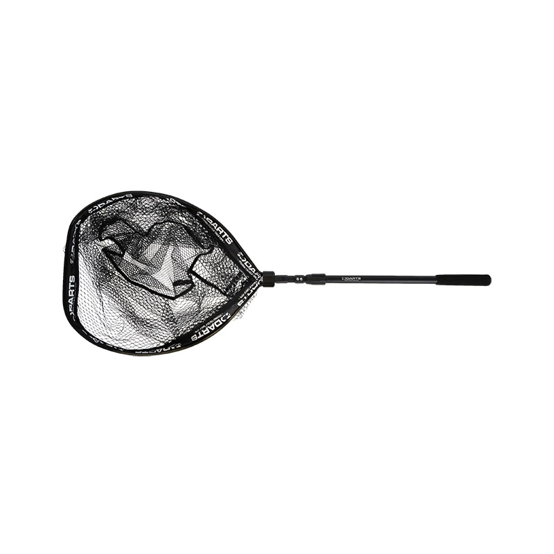 Floating fishing net with telescopic shaft. Collapsible to take up as little space as possible. Rubberized net that is gentle on the fish.