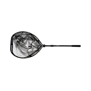 Floating fishing net with telescopic shaft. Collapsible to take up as little space as possible. Rubberized net that is gentle on the fish.