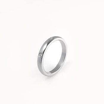 Blank ring i 316 stål med tre sirkoner - 3 mm bred